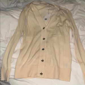 Tory Birch Light Cream Cardigan with Signature Buttons- XS